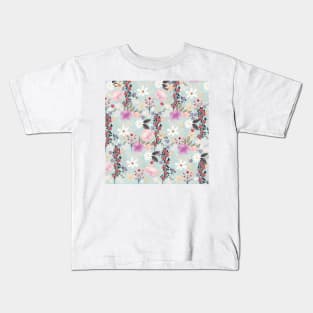 Boho Pink Wildflowers Floral Skylight Painting Kids T-Shirt